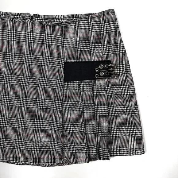 Y2K Serious Los Angeles Plaid Houndstooth Mini Skirt Small Vintage LA Clothing - Picture 4 of 16